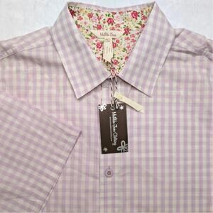 Matilda Jane Mens Button Down Shirt - Size Large Purple Gingham Floral NWT